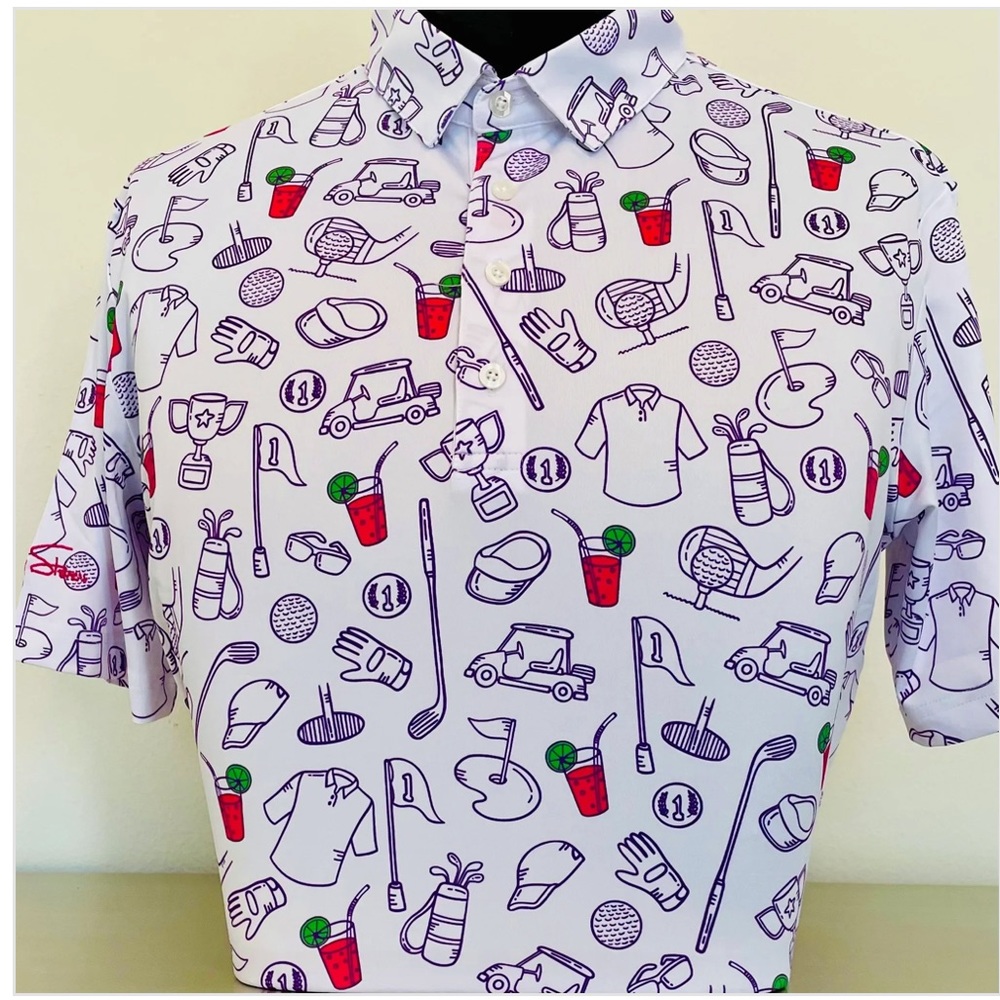 CS White Transfusion Print Polo